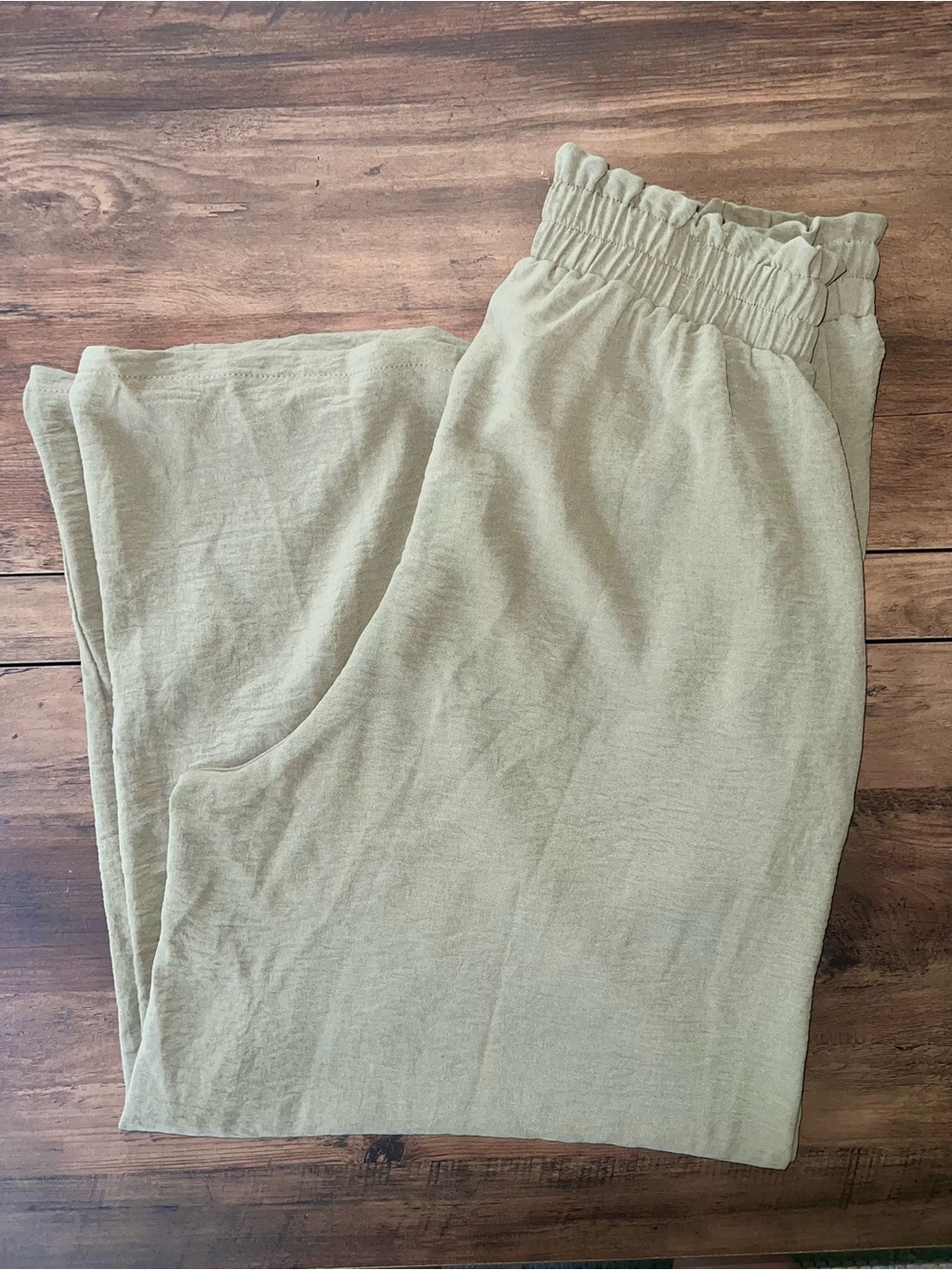 Simplee XL Elastic Wide Leg Pants in Light Olive
